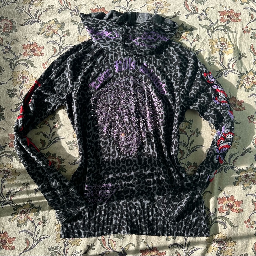 Vintage Ed Hardy rhinestone zip-up jacket
